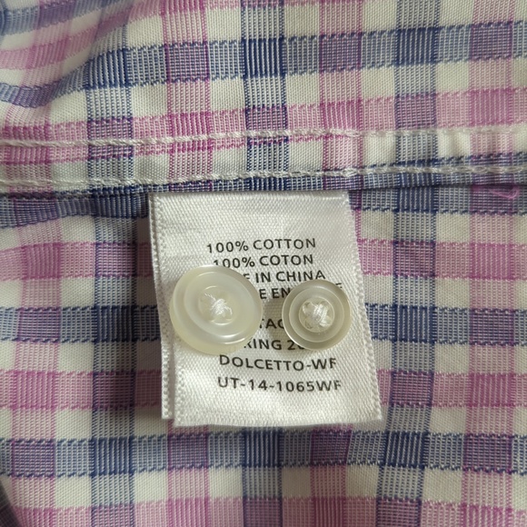 UNTUCKit Men's Pink and Blue Plaid Casual Button Down Shirt - Picture 10 of 12